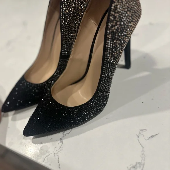 Aldo Black and Gold Studded Heels - Picture 6 of 9